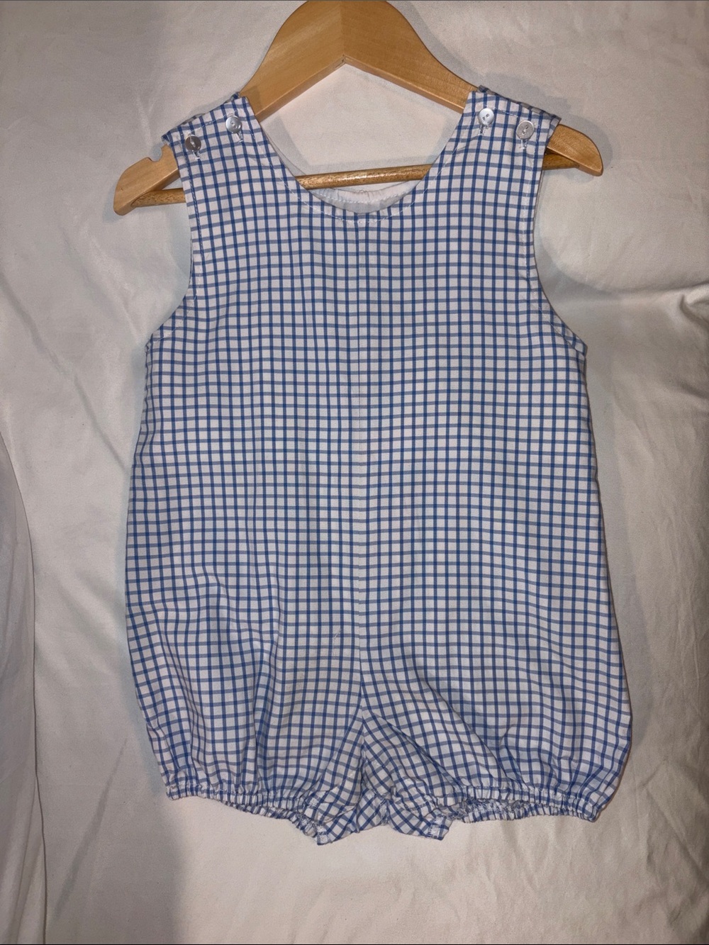 Blue Gingham Bubble Romper for Kids